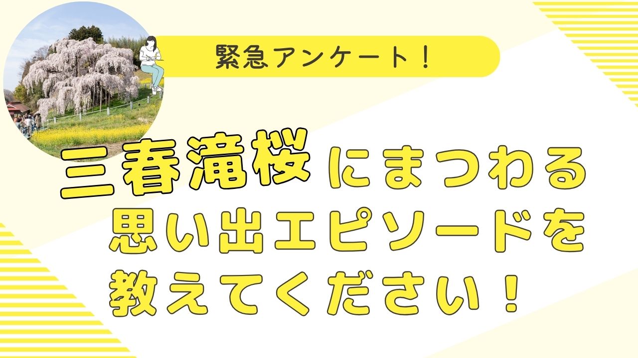 【緊急アンケート】 三春滝桜にまつわるエピソードを教えてください！