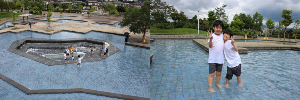 本宮市の「みずいろ公園」で水遊びを楽しみます